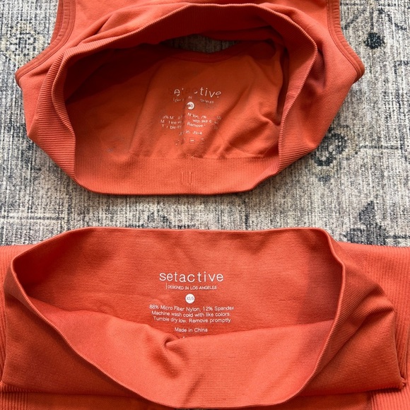 SET ACTIVE women’s seamless bra and biker shorts set size M/L top, XS/S shorts - Picture 3 of 8